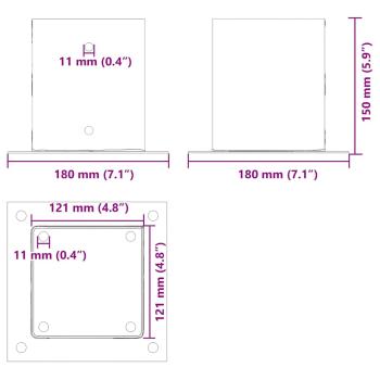 Pfostenträger Quadrat 4 Stk. 121x121 mm Stahl Pulverbeschichtet