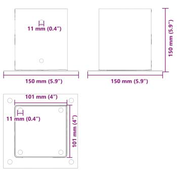 Pfostenträger Quadrat 4 Stk. 101x101 mm Stahl Pulverbeschichtet