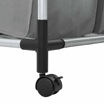 Wäschekorb mit Rollen 3 Fächer Grau