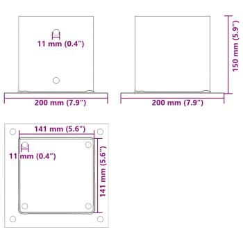Pfostenträger Quadratisch 12 Stk. 141x141 mm Stahl Verzinkt