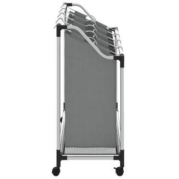 Wäschekorb mit Rollen 4 Fächer Grau