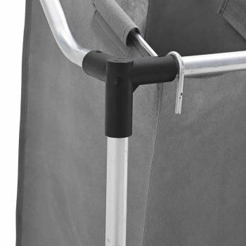 Wäschekorb mit Rollen 4 Fächer Grau