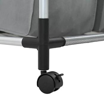 Wäschekorb mit Rollen 4 Fächer Grau