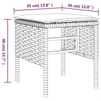 Gartenhocker mit Kissen 4 Stk. Grau Poly Rattan