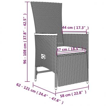 7-tlg. Garten-Essgruppe mit Kissen Grau Poly Rattan