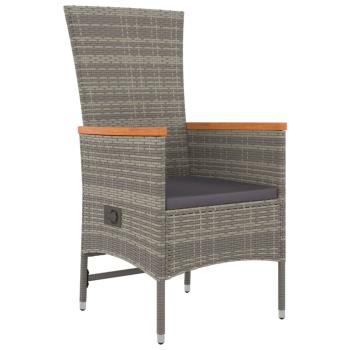 7-tlg. Garten-Essgruppe mit Kissen Grau Poly Rattan