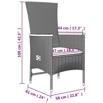 5-tlg. Garten-Essgruppe mit Kissen Grau Poly Rattan