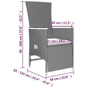7-tlg. Garten-Essgruppe mit Kissen Grau Poly Rattan