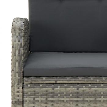 9-tlg. Garten-Essgruppe mit Kissen Grau Poly Rattan