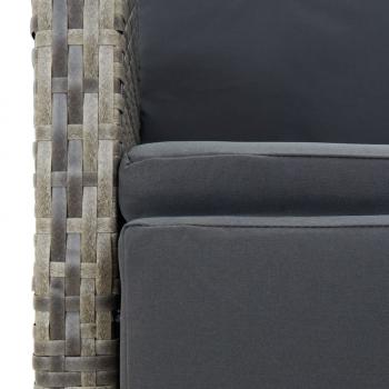 9-tlg. Garten-Essgruppe mit Kissen Grau Poly Rattan