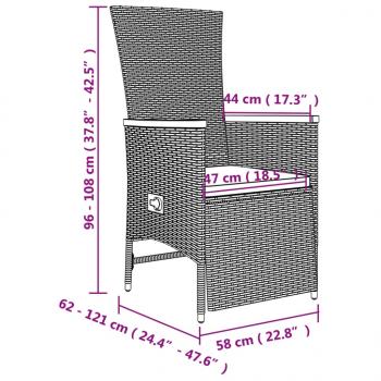 9-tlg. Garten-Essgruppe mit Kissen Grau Poly Rattan