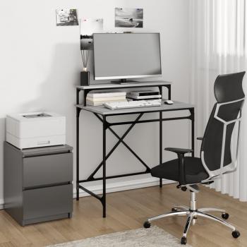 ARDEBO.de - Schreibtisch Grau Sonoma 80x50x90 cm Holzwerkstoff und Eisen