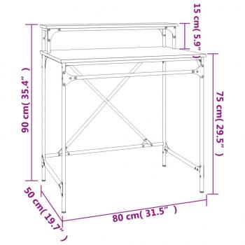 Schreibtisch Grau Sonoma 80x50x90 cm Holzwerkstoff und Eisen