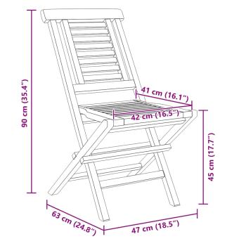 Klappst?hle, 6 St?ck, 47 x 63 x 90 cm, Massivholz Teak