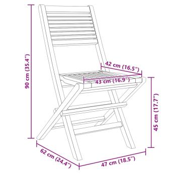 Klappstühle, 6 Stück, 47 x 62 x 90 cm, Massivholz Teak
