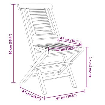 Klappstühle, 4 Stück, 47 x 63 x 90 cm, Massivholz Teak