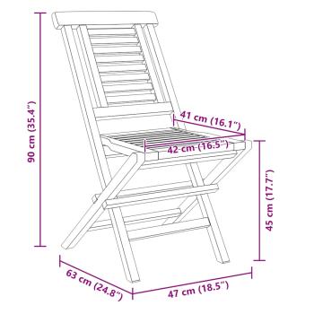Klappst?hle, 8 St?ck, 47 x 63 x 90 cm, Massivholz Teak
