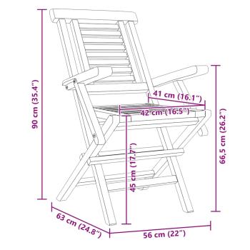 Klappstühle, 4 Stück, 56 x 63 x 90 cm, Massivholz Teak