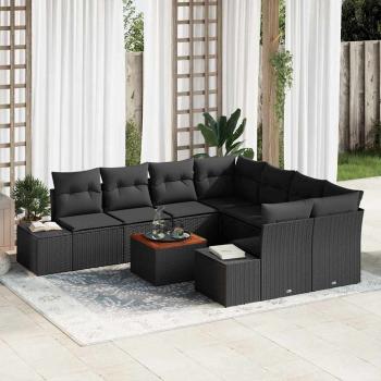 ARDEBO.de - Garten Sofaset 9-teilig Schwarz Poly Rattan Garten Sofaset