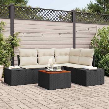 ARDEBO.de - Garten Sofa Set 5-teilig Schwarz und Creme