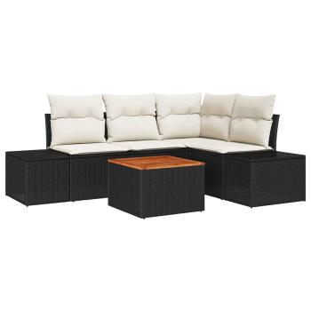 Garten Sofa Set 5-teilig Schwarz und Creme