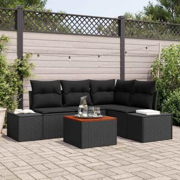 ARDEBO.de - Garten-Sofa-Set 5 Teile Schwarz Poly-Rattan, gehärtetes Glas, Stahl
