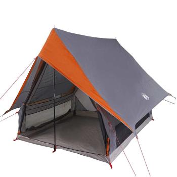 Campingzelt 3-Personen Grau und Orange Polyester 3-Personen
