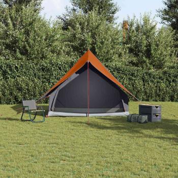 Campingzelt 3-Personen Grau und Orange Polyester 3-Personen