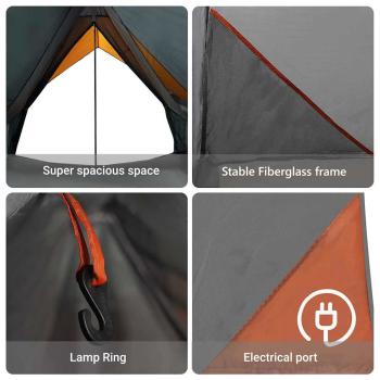 Campingzelt 3-Personen Grau und Orange Polyester 3-Personen