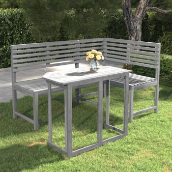 2-tlg. Bistro-Set Massivholz Akazie Grau