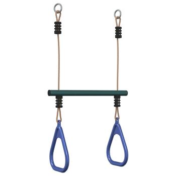 Trapezstange mit Turnringen für Kinder Blau Dunkelgrün Stahl
