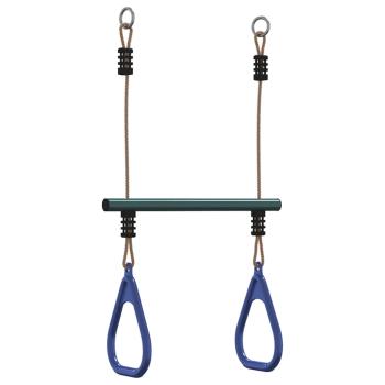 Trapezstange mit Turnringen für Kinder Blau Dunkelgrün Stahl