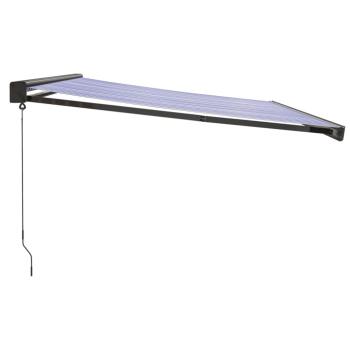 Markise Einziehbar Blau und Weiß 4x3 m Stoff und Aluminium