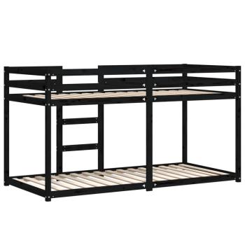 Etagenbett Schwarz 90x200 cm Massivholz Kiefer