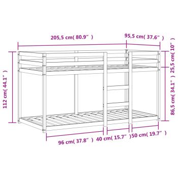 Etagenbett Schwarz 90x200 cm Massivholz Kiefer
