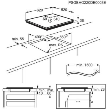 AEG HRB64470FB Autarkes Glaskeramikkochfeld, 62 cm breit, Facette, Slider Touch, Timer, schwarz