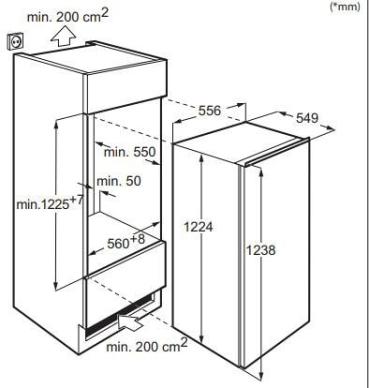 AEG OSF5O121DF Einbaukühlschrank mit Gefrierfach, Nischenhöhe 122,5 cm, 181 L, Festtürtechnik, LED Beleuchtung, Coolmatic
