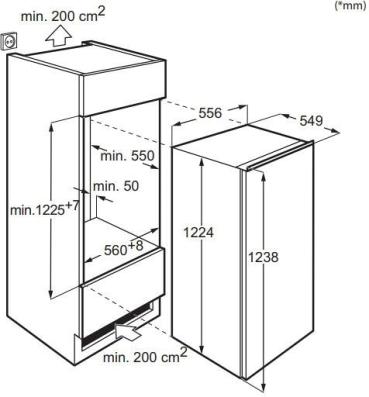 AEG OAB7N12EF Einbau Gefrierschrank, Nischenhöhe 122,5 cm, 122 L, No Frost, Festtür, Frostmatic, LCD Display