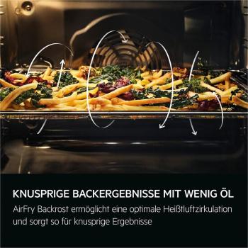 AEG TS6PB501AB 6000 SenseCook A+ Einbaubackofen, 60 cm breit, 71 L, AirFry, WLAN-fähig, Kerntemperatursensor, Pyrolyse, schwarz