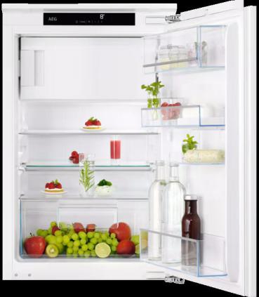 ARDEBO.de AEG OSF5O881DF Einbaukühlschrank mit Gefrierfach, Nischenhöhe 88 cm, 118 L, Festtürtechnik, OptiSpace, TouchControl-Bedienelement, FlexiShelf, Klasse SN-N-ST-T, weiß