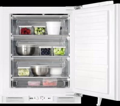 ARDEBO.de AEG OAB6I82EF Einbau Gefrierschrank, Nischenhöhe 82 cm, 95 L, Festtürtechnik, SpaceSmart Combo, OptiSpace, Electronic Control, Frostmatic, unterbaufähig, weiß