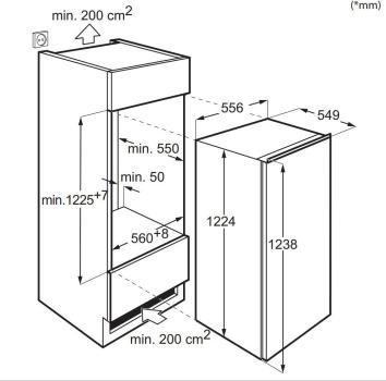 AEG OSK5O12EF Einbaukühlschrank ohne Gefrierfach, Nischenhöhe 122,5 cm, 203 L, OptiSpace, TouchControl-Bedienelement, LED-Beleuchtung, weiß