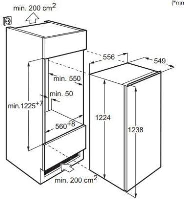AEG OSK5O121DF Einbaukühlschrank ohne Gefrierfach, Nischenhöhe 122,5 cm, 203 L, OptiSpace, TouchControl-Bedienelement, FlexiShelf, LED-Beleuchtung, weiß