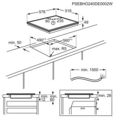 AEG TO64IC0CXB Autarkes Induktionskochfeld, Glaskeramik, 60 cm, Hob²Hood, Edelstahlrahmen, schwarz