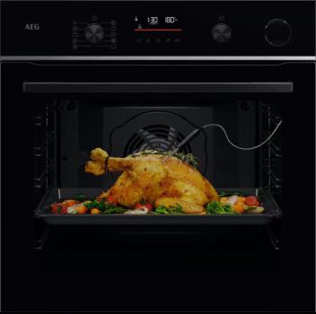 ARDEBO.de AEG TR6PB501SB A++ Einbaubackofen, 60 cm breit, 72L, SteamCrisp, WLAN-fähig, Pyrolyse, schwarz