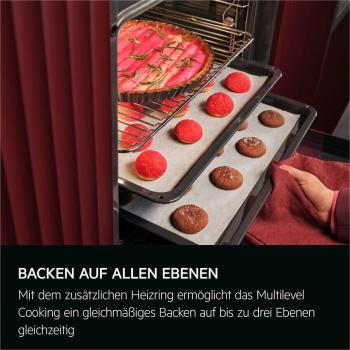 AEG TR6PB501SB A++ Einbaubackofen, 60 cm breit, 72L, SteamCrisp, WLAN-fähig, Pyrolyse, schwarz