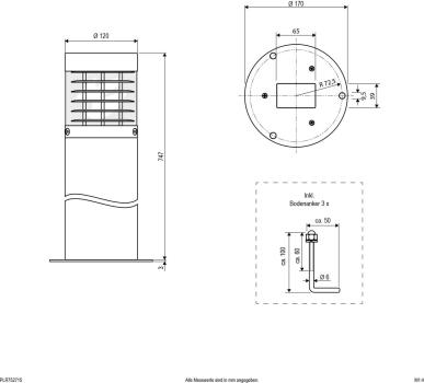 EVN ALTUM Wegeleuchte 750mm, IP54, 230V, E-27, max. 20W, anthrazit (PLR752715)