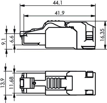 Telegärtner MFP8-SL Steckverbinder, Cat.6A, ISO, T568B, kurz (100039916)