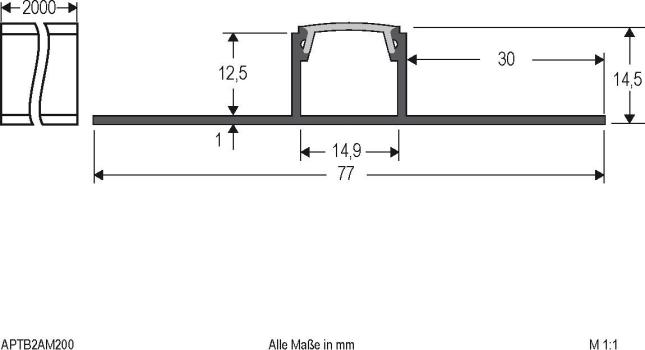 EVN Alu Trockenbauprofil mit Abdeckung, 200cm (APTB2AM200)