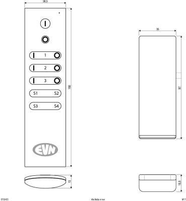 EVN EFD-Serie Funk-Handsender, 3 Kanäle, inkl. Wandhalterung (EFDHS3)